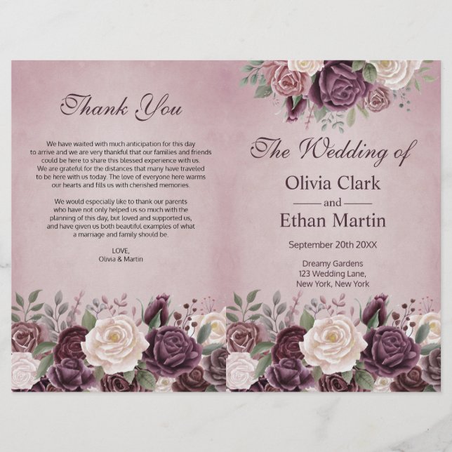 Papier Vintage Dusty Rose florissant (Devant)