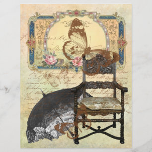 Papier Vintage fauteuil Étiquette dentelle Umbrella Butte