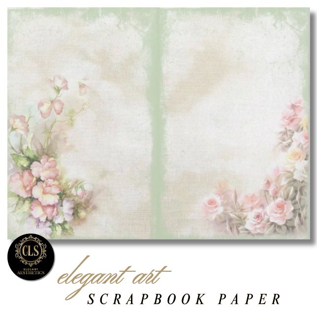 Papier Vintage Floral Ephemera #10 Scrapbook Paper  (Decoupage Paper – Vintage Floral Ephemera 10)