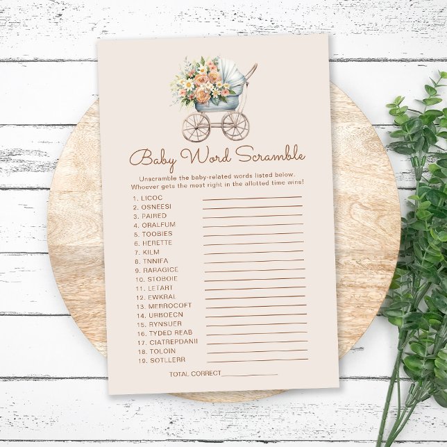 Papier Vintage Mot de transport bébé jeu Scramble (Créateur téléchargé)