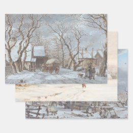 Papier Vintage Noël Wrapping PAYS D'HIVER