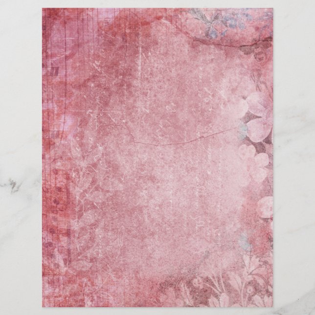 Papier Vintage pour scrapbook rose Shabby (Devant)