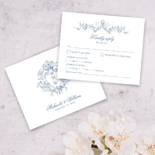 Papier Vintage Régence Monogram Crest Wedding RSVP