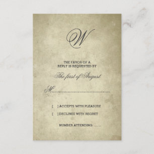 Papier vintage simple RSVP du monogramme  