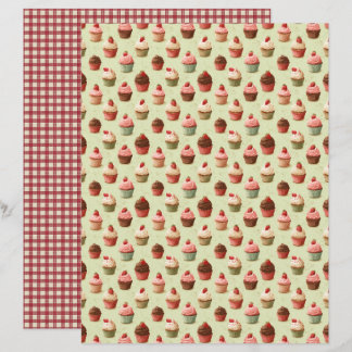 Papier Vintage Strawberry Cupcake Scrapbook Paper