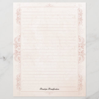Papier Vintage Victorian Lined Name Stationery Paper