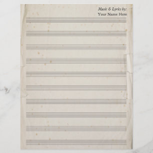 Papier Vintage Vieux Torn Vierge Musique 10 Stave