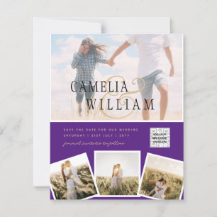 Papier Violet photo Mariage Inviter QR Code Enregistrer D
