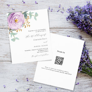 Papier Violet violet fleuri code QR RSVP budget mariage