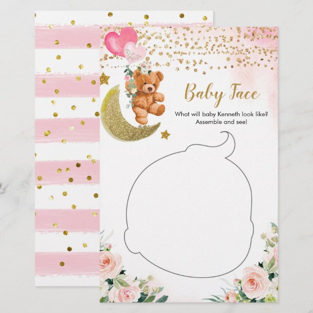Papier Visage de bébé Baby shower rose (Devant / Derrière)