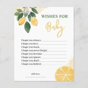 Papier Voeux citron budget pour le jeu Baby shower