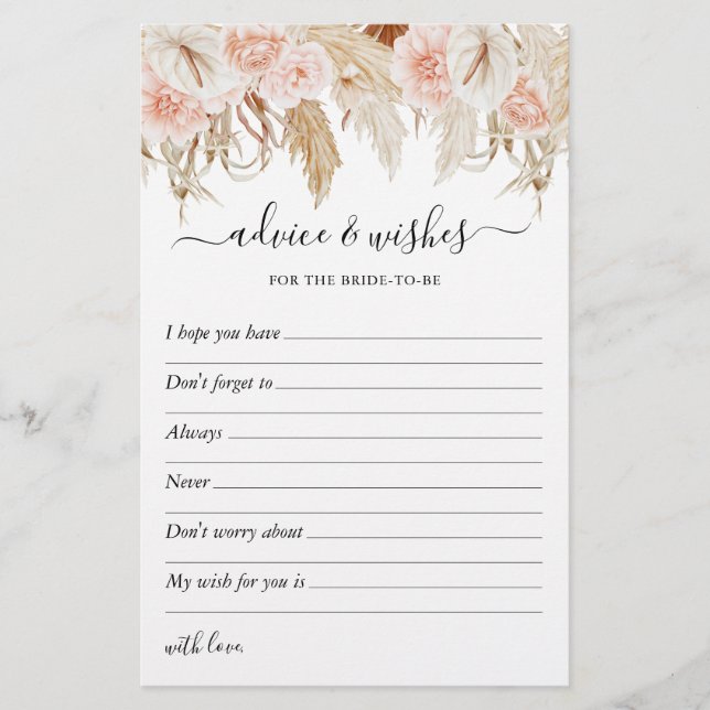 Papier Voeux & Conseils Fête des mariées Grass Pampas (Devant)