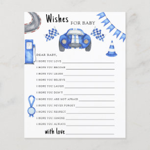 Papier Vœux de baby shower pour bébé de course automobile