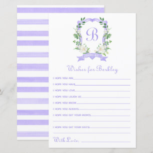 Papier Vœux de Couronne Florale Violette pour Bébé
