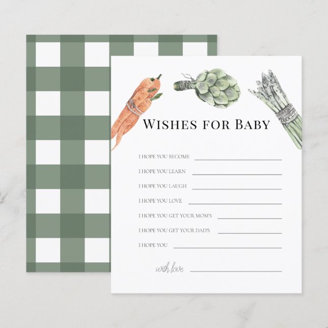 Papier Voeux de légumes pour Baby Green Conseil (Devant / Derrière)