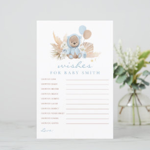Papier Vœux d'ours en peluche Boho pour bébé Jeu de baby