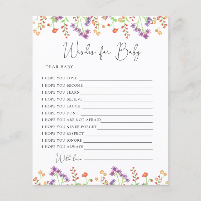 Papier Voeux fleur sauvage pour bébé (Devant)