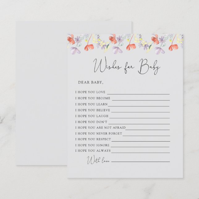 Papier Voeux fleur sauvage pour bébé (Devant / Derrière)