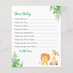 Papier Voeux pour Baby shower Safari Jungle Conseils Cart