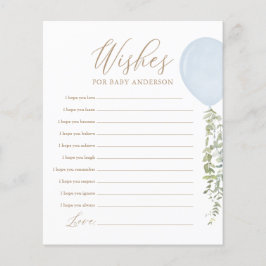 Papier Voeux pour Bébé Blue Balloon Baby shower Jeu