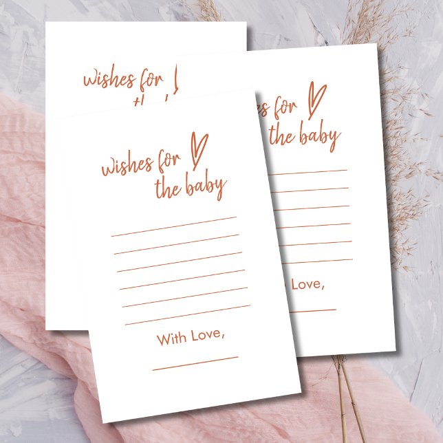 Papier Voeux pour bébé Boho Moderne Coeur Terracotta (Créateur téléchargé)