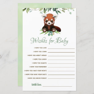 Papier Voeux pour bébé Budget Red Panda Bear Jeu