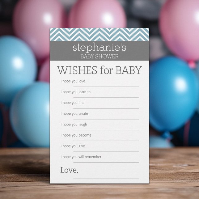 Papier Voeux pour bébé - Pastel Blue Chevrons jeu de douc (Custom Baby Shower Games)