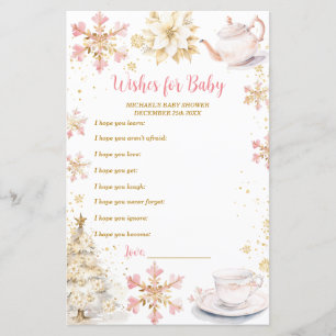 Papier Vœux pour bébé pour une Baby Shower Pink Winter Te