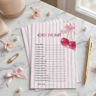 Papier Vœux pour bébé Rose Ruban Rose Cerise Rouge Retro 