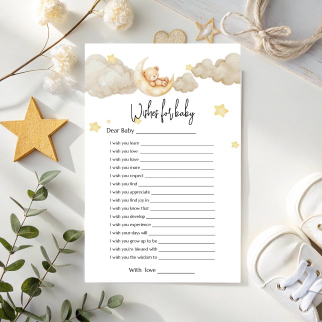 Papier Voeux pour bébé - Sur le Baby shower de la Lune (Créateur téléchargé)