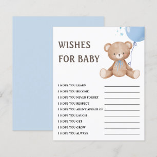 Papier Voeux pour bébé Teddy Bear Boy Baby shower Jeu