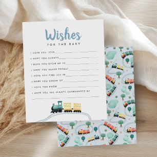 Papier Vœux pour la Baby Shower Train Bleu pour Bébé