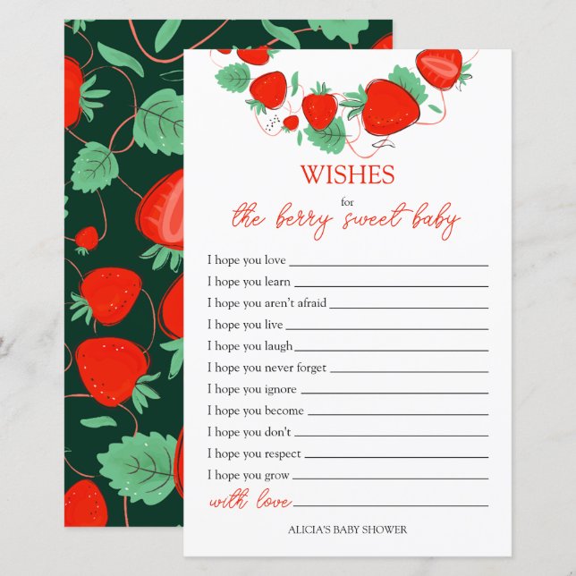 Papier Voeux pour la Berry Sweet Baby Card (Devant / Derrière)