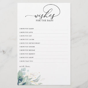Papier Voeux Pour Le Baby shower De Verdure Succulent Béb