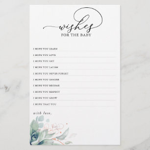 Papier Voeux Pour Le Baby shower De Verdure Succulent Béb