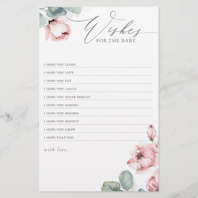 Papier Voeux Pour Le Bébé Élégant Baby shower Rose Dusty (Devant)