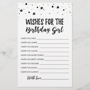 Papier Vœux pour le jeu de fête d'anniversaire de la fill