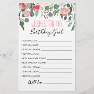 Papier Vœux pour le jeu de fête d'anniversaire de la fill