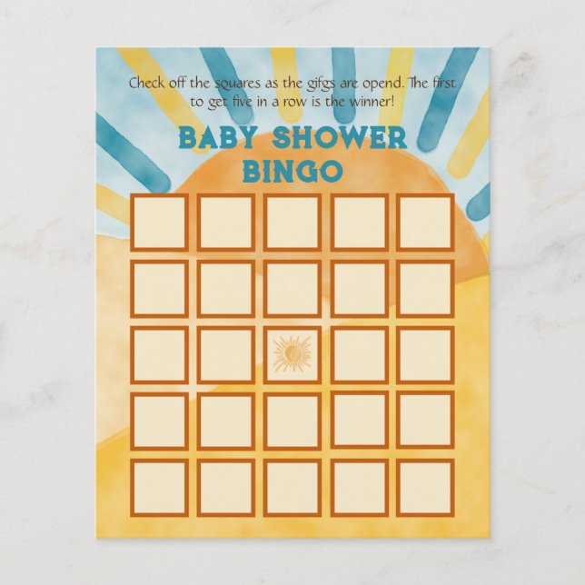 Papier Voici Blue Ray Sunshine Baby shower Bingo Jeu (Devant)
