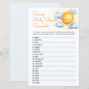 Papier Voici le jeu de Baby Shower "Here Comes the Sun"