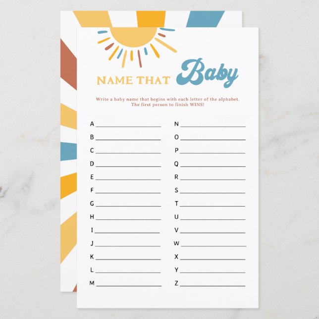 Papier Voici Le Nom Du Fils Que Bébé Jeu (Devant / Derrière)