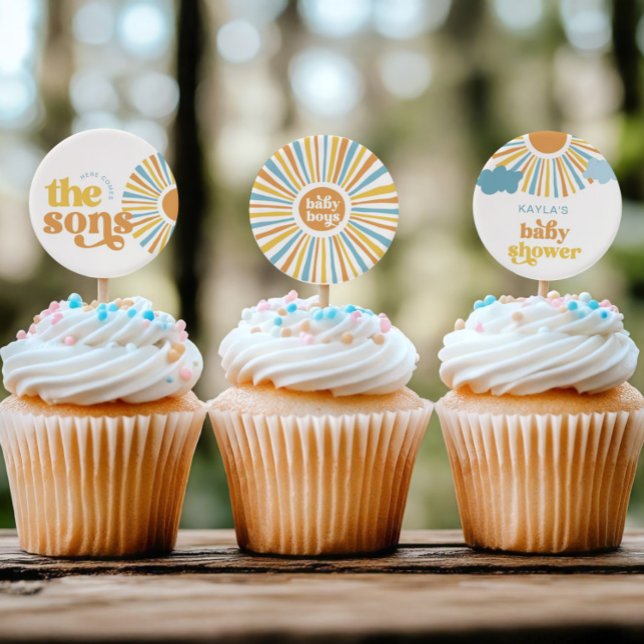 Papier Voici les Sons Twin Boy Cupcake Toppers (Créateur téléchargé)