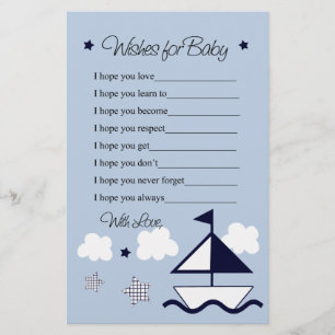 Papier Voilier nautique souhaits pour Baby Letter
