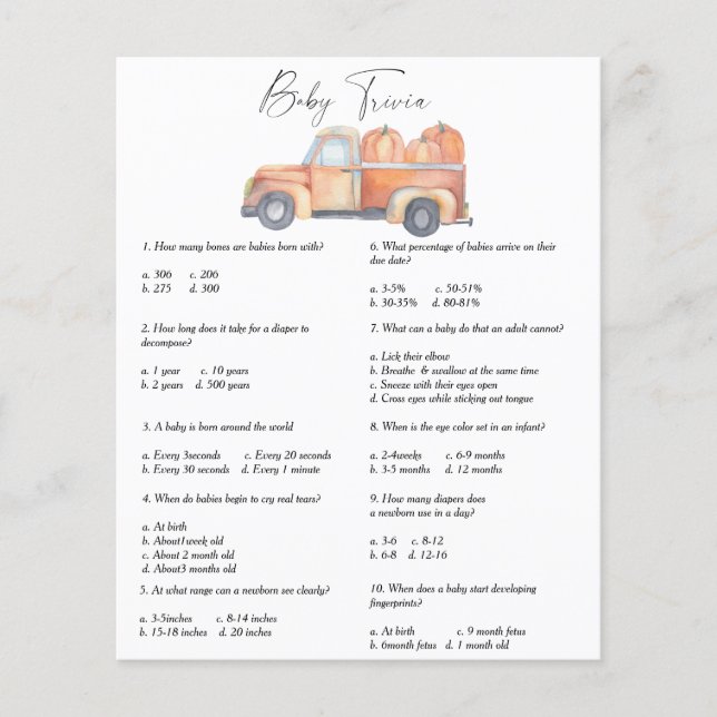 Papier Voiture avec citrouilles - Trivia bébé | Jeu Baby  (Devant)