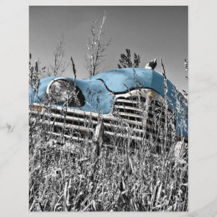 Papier Voiture bleue vintage