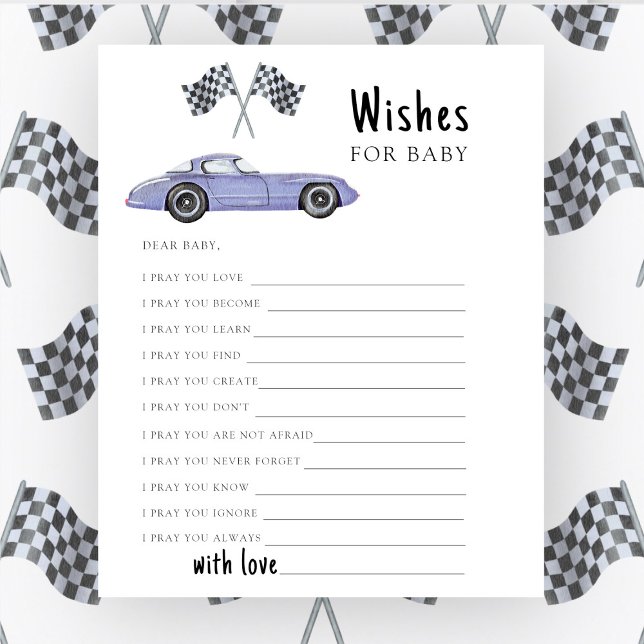 Papier Voiture de course baby shower Prières pour bébé (Créateur téléchargé)
