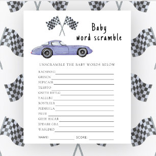 Papier Voiture de course - Baby Word Scramble Jeu