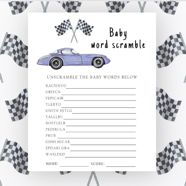 Papier Voiture de course - Baby Word Scramble Jeu (Créateur téléchargé)
