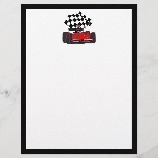 Papier Voiture Red Race avec drapeau À damiers (Devant)