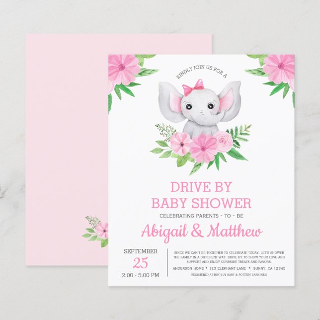 Papier Volonté Éléphanique BUDGÉTAIRE Par Invitation Baby (Devant / Derrière)